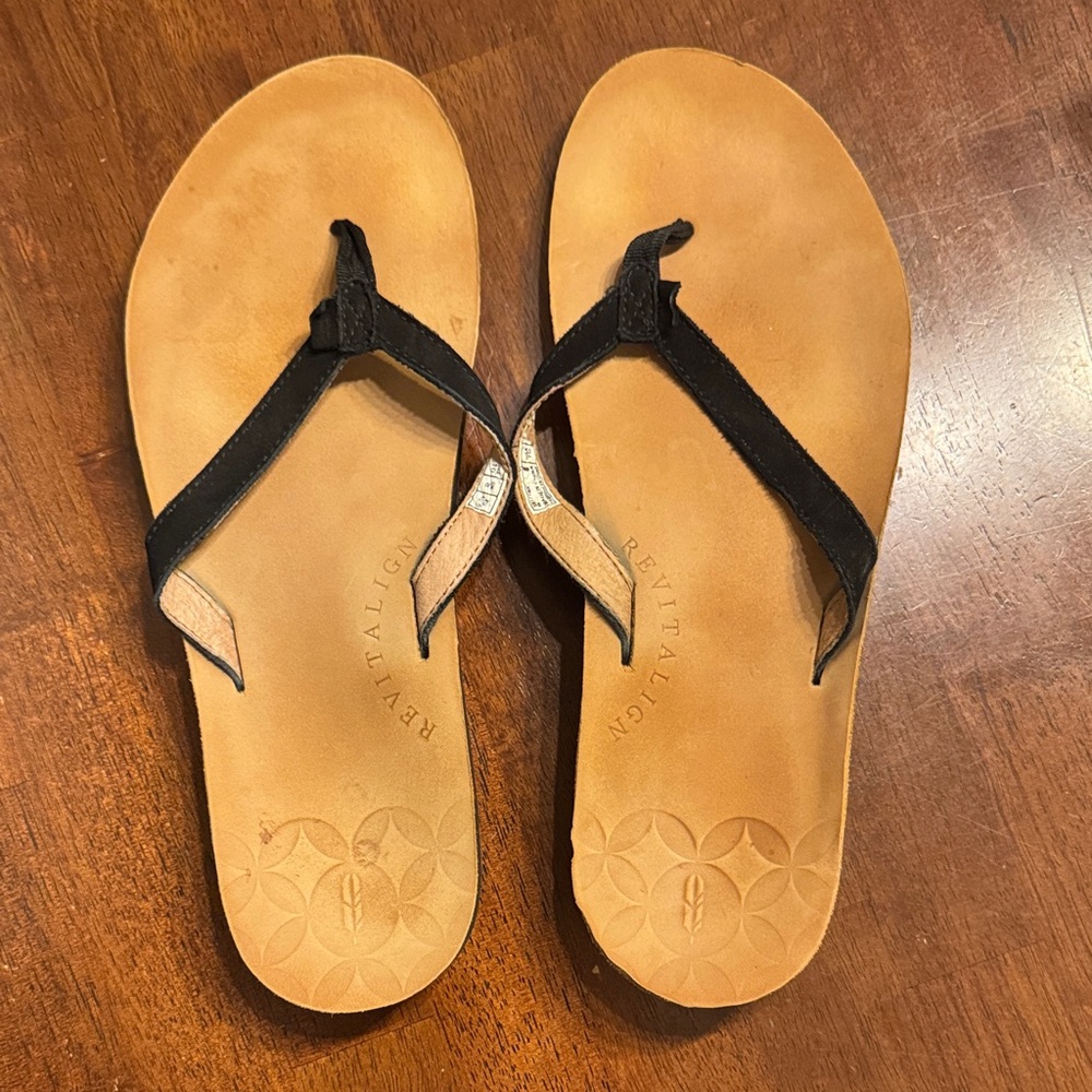 Revitalign Black and Tan Flip-Flops